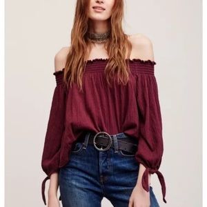 Free People Off The Shoulder Lexington Crop Top S